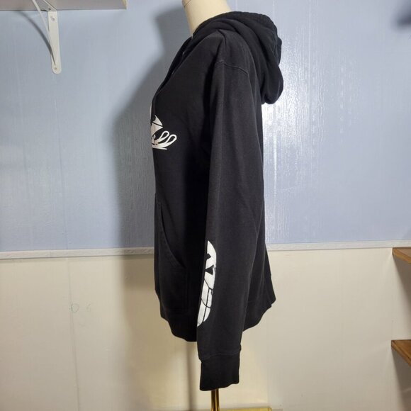 Fly Racing Snow Primary Woman's Small Black White Print Hooded Hoodie - Picture 7 of 12